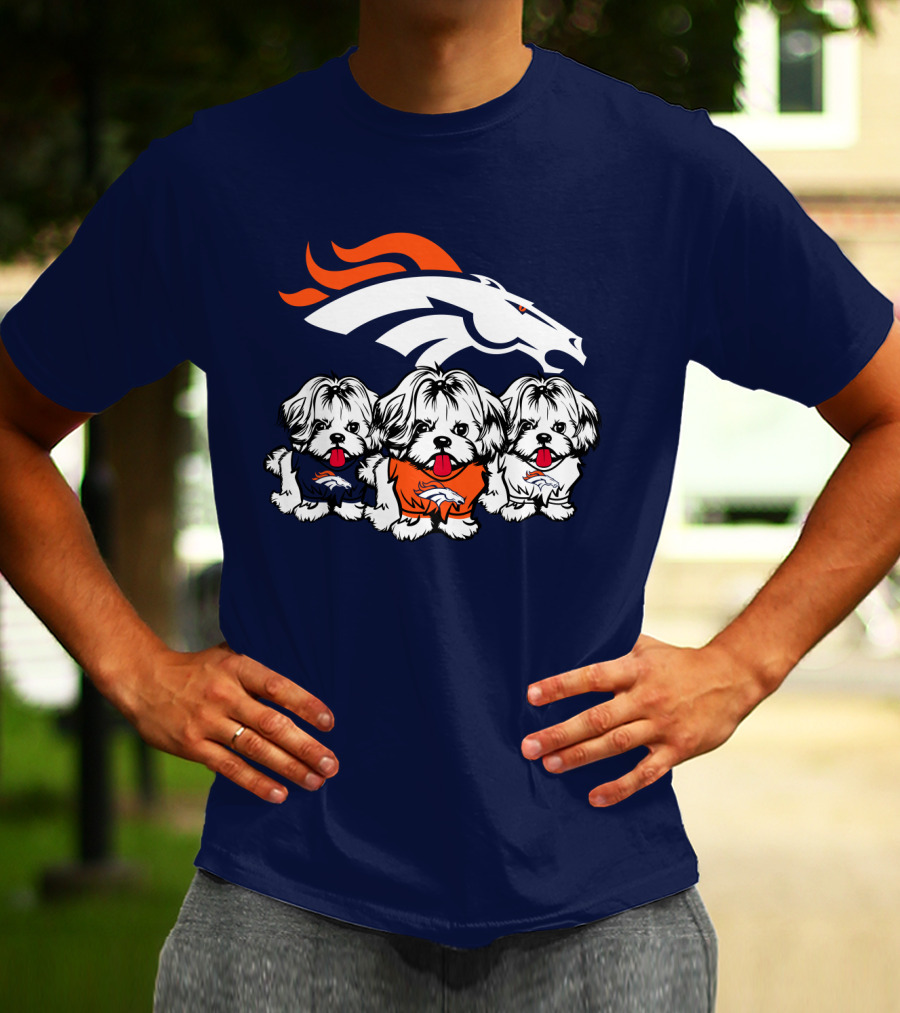 Shih Tzu Dogs Denver Broncos NFL Football Fan T-Shirt