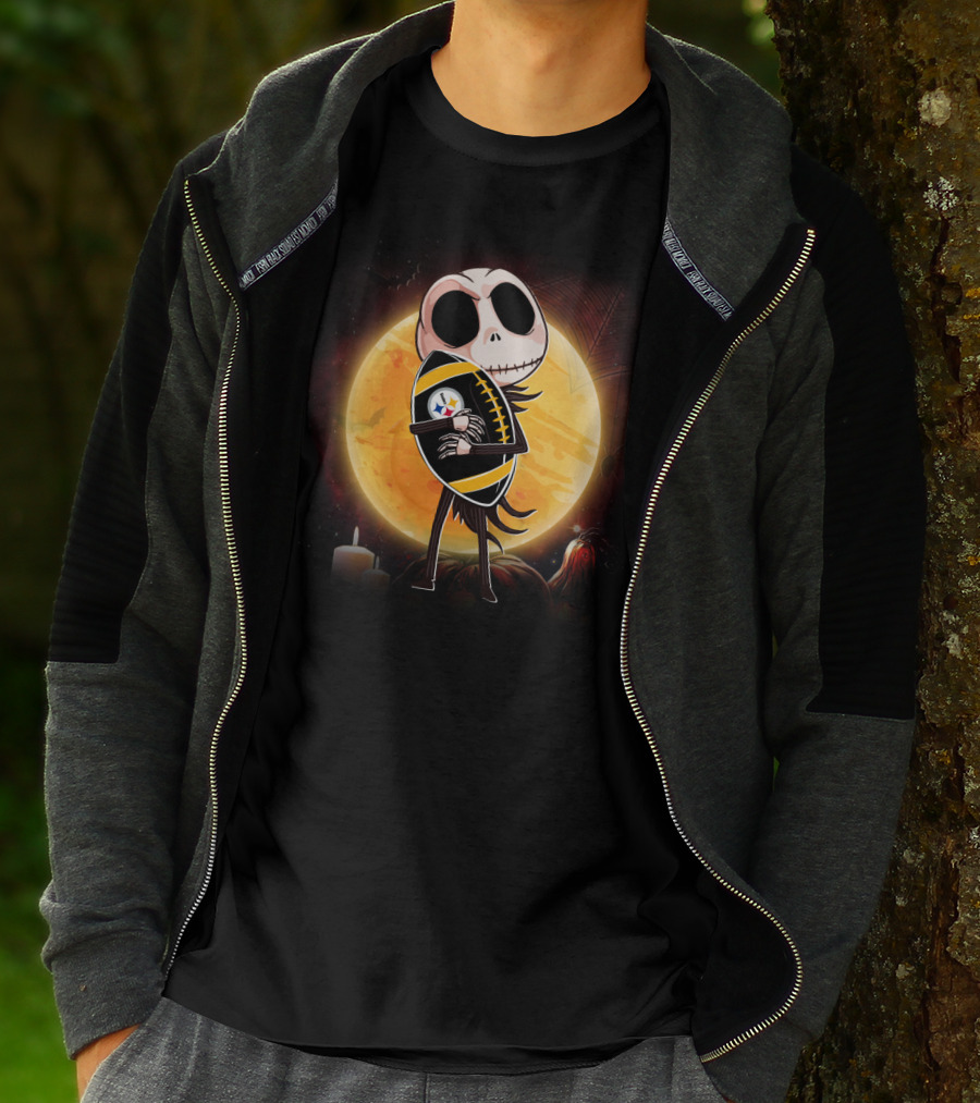 Halloween Moon Skeleton Football Fan T-Shirt