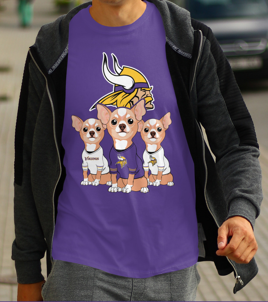 Minnesota Vikings Chihuahua Trio T-Shirt