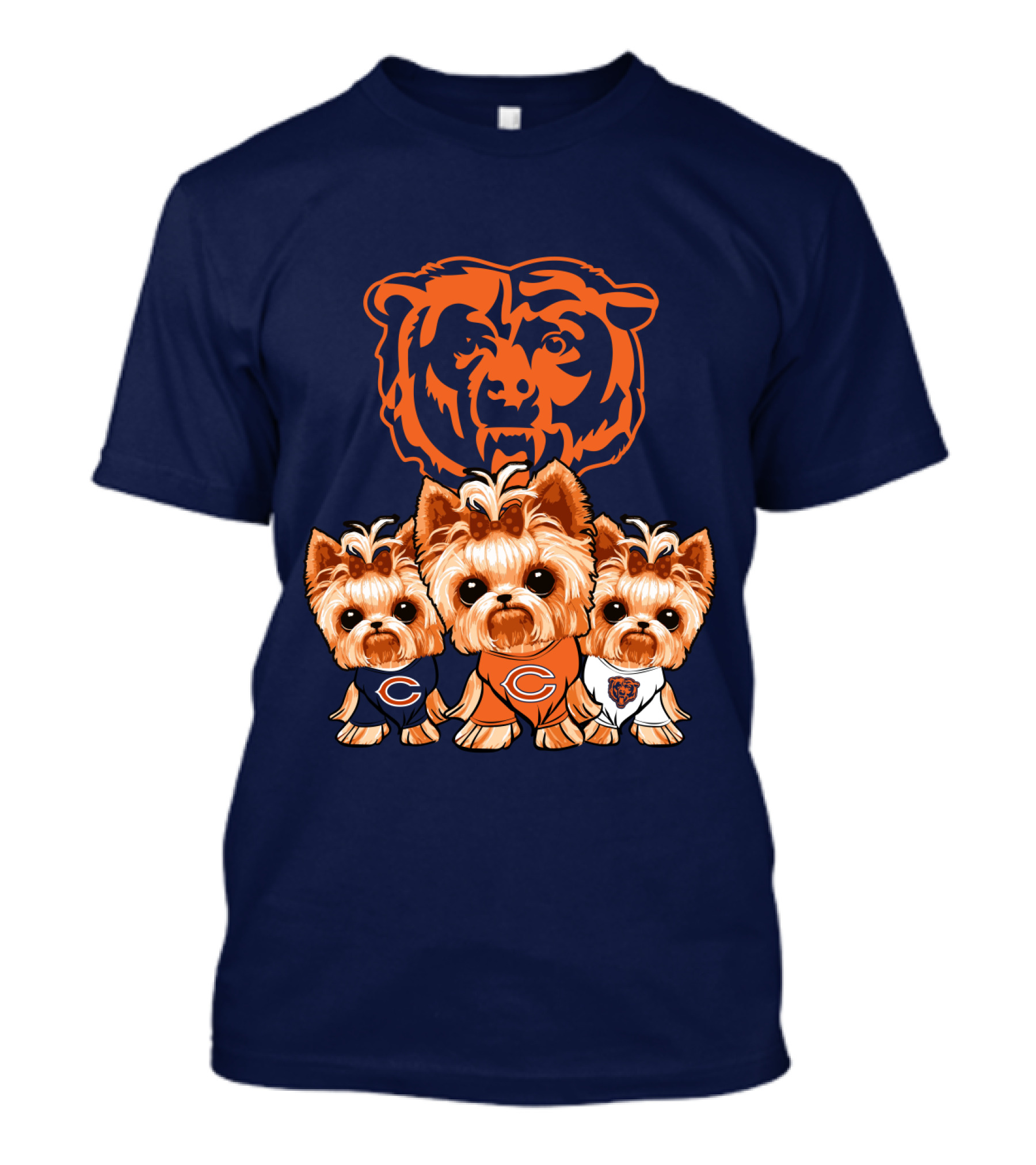 Chicago Bears Yorkshire Terrier Puppy Trio T-Shirt