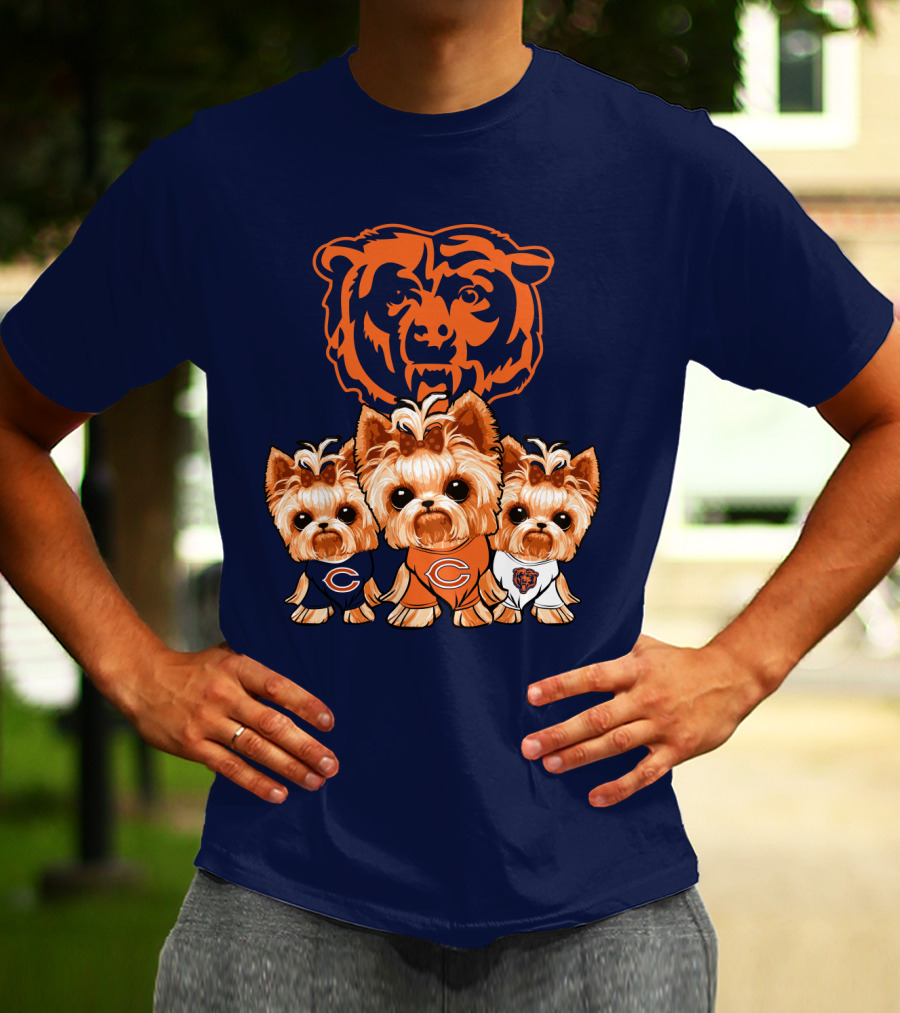 Chicago Bears Yorkshire Terrier Puppy Trio T-Shirt