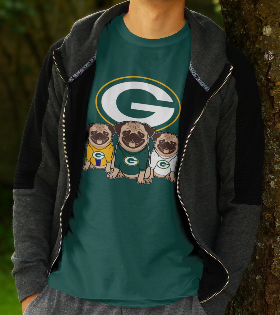 Green Bay Packers Pug Trio T-Shirt