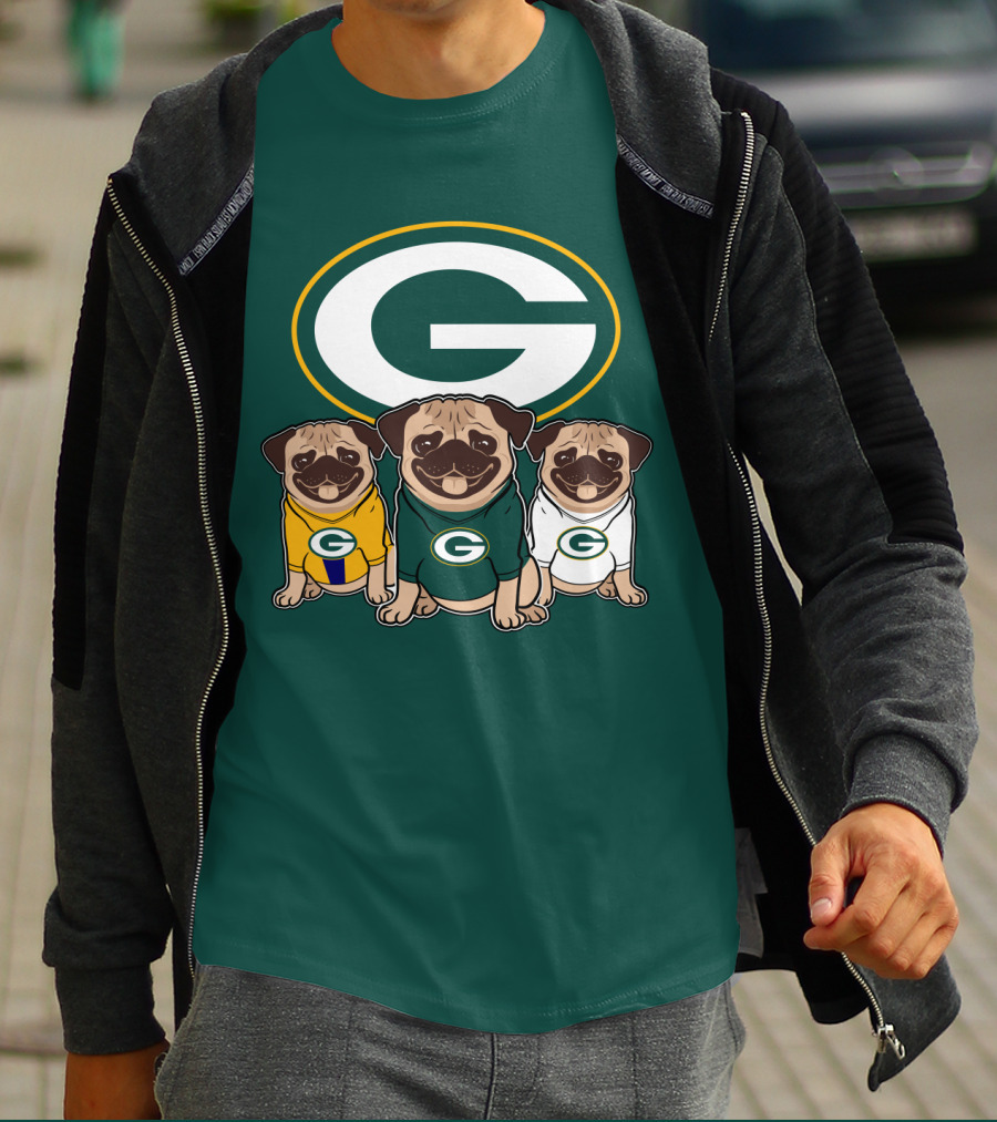 Green Bay Packers Pug Trio T-Shirt