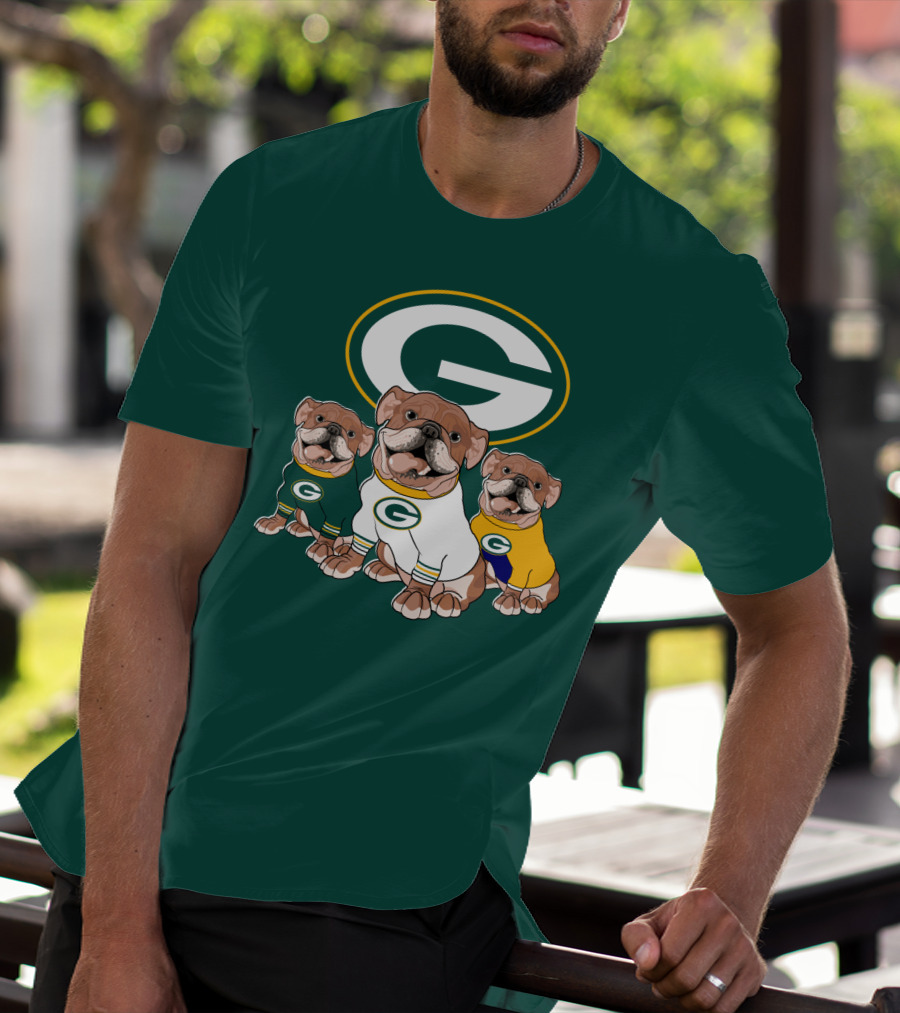 Bulldogs Wearing Green Bay Packers Jerseys T-Shirt