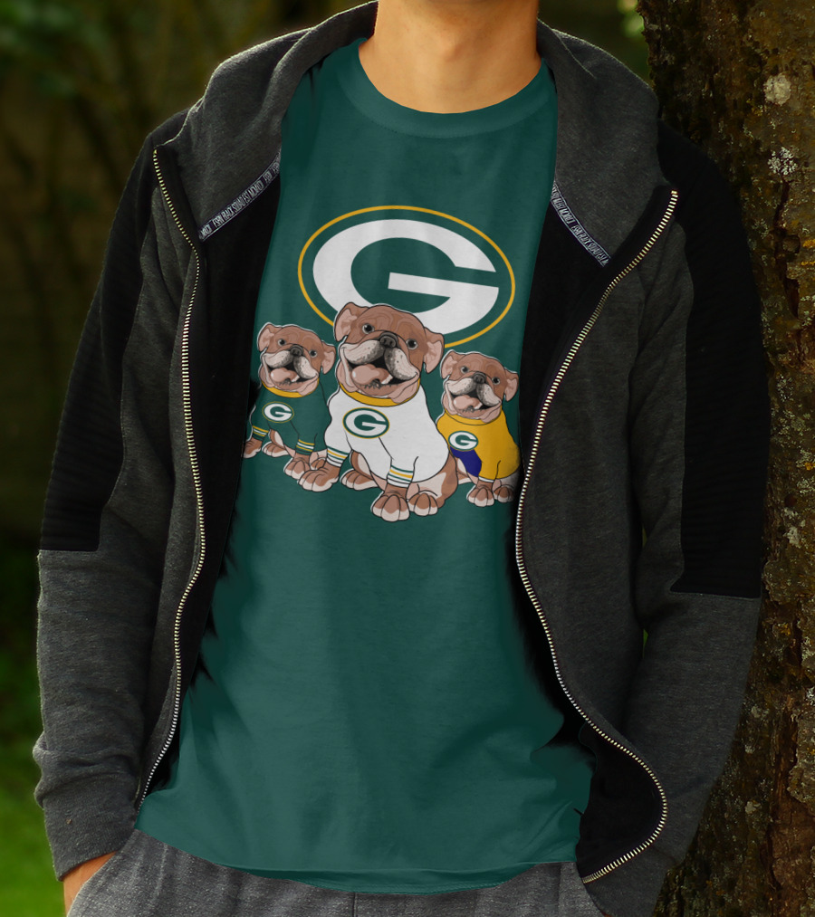Bulldogs Wearing Green Bay Packers Jerseys T-Shirt