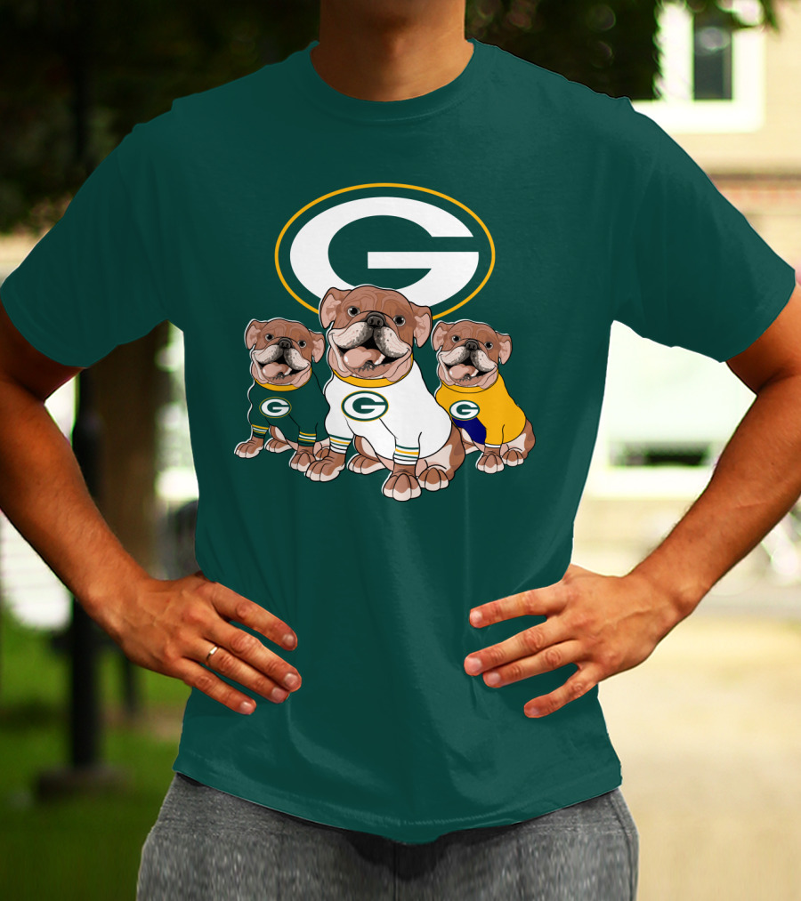 Bulldogs Wearing Green Bay Packers Jerseys T-Shirt