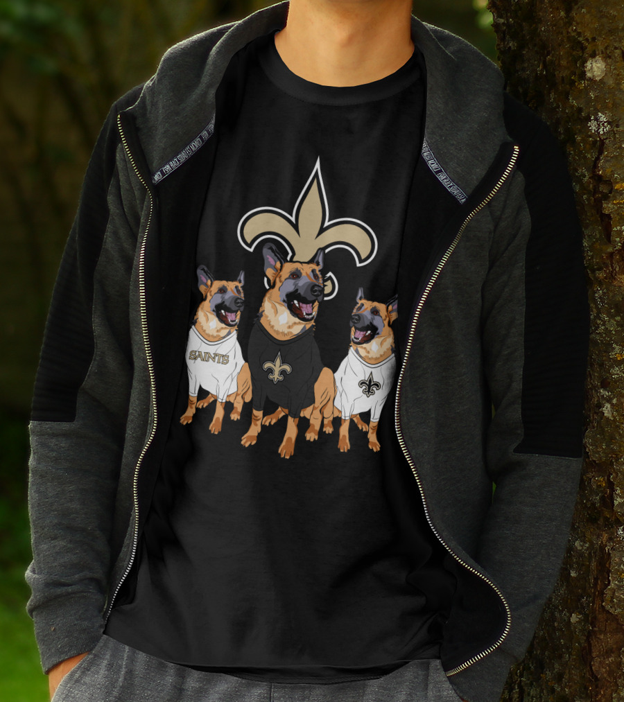Saints Fleur-De-Lis German Shepherd Trio T-Shirt