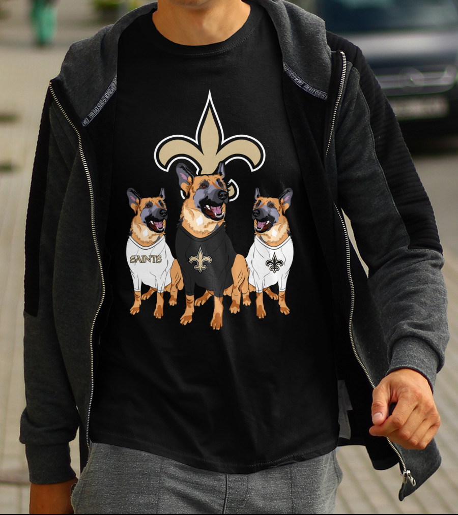 Saints Fleur-De-Lis German Shepherd Trio T-Shirt