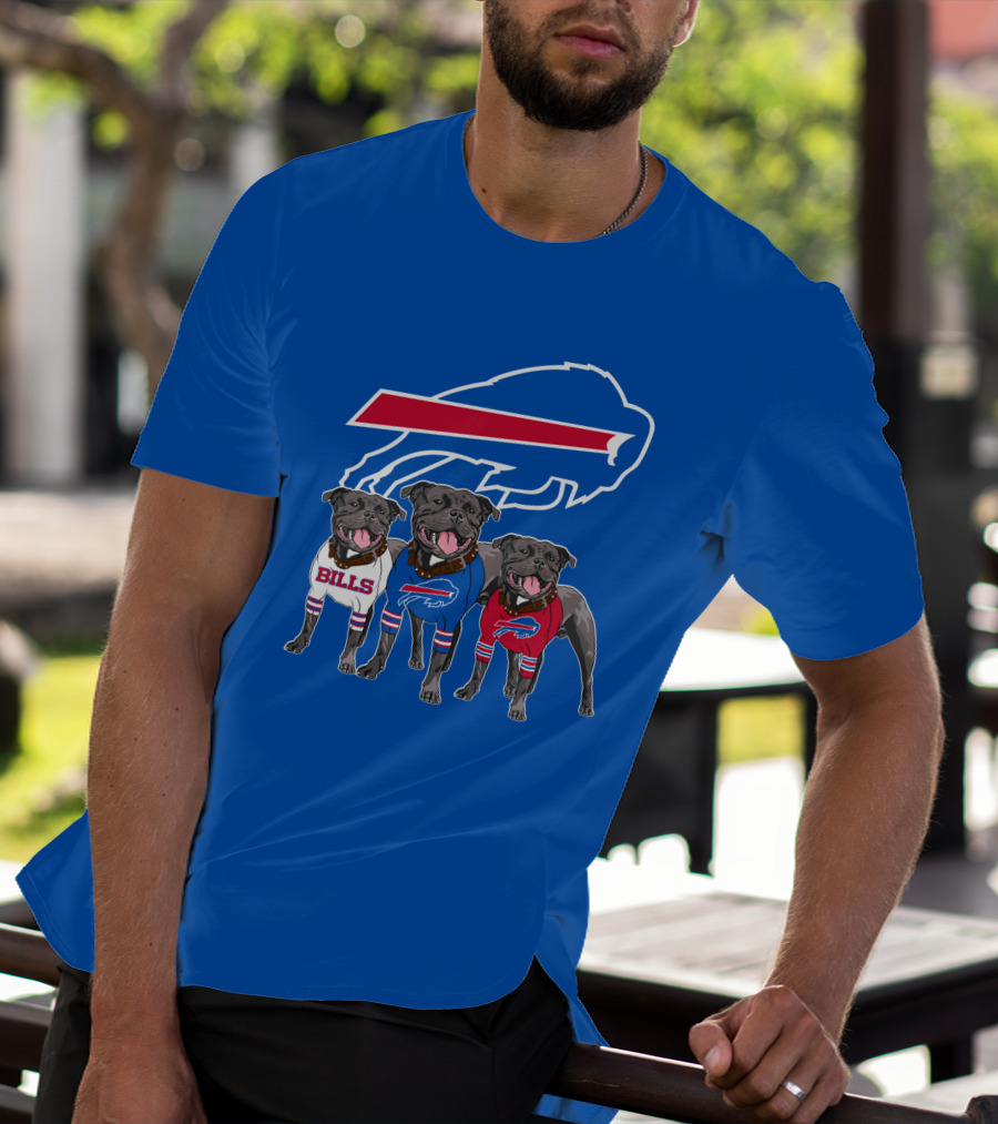 Buffalo Bills Pitbull Trio On Blue Buffalo T-Shirt