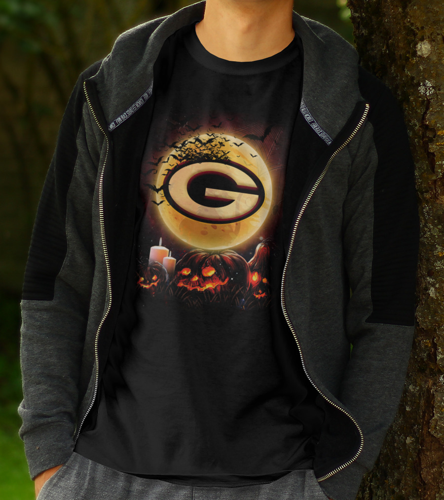 G Halloween Moon Bats Pumpkins Candles Ghosts T-Shirt