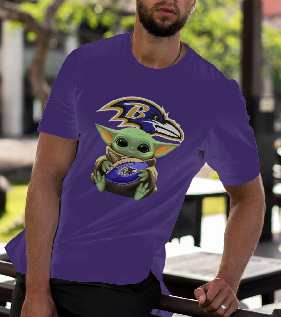 Babyyoda Star Wars Baltimore Ravens Football Crossover T-Shirt