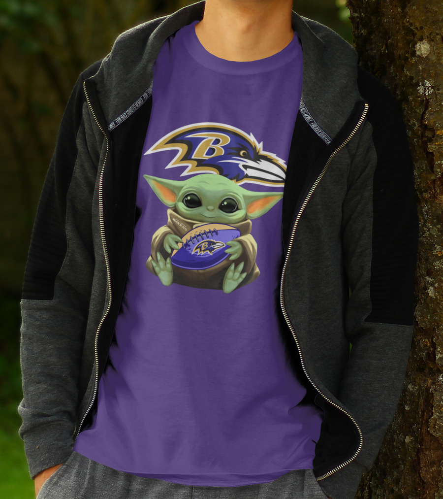 Babyyoda Star Wars Baltimore Ravens Football Crossover T-Shirt