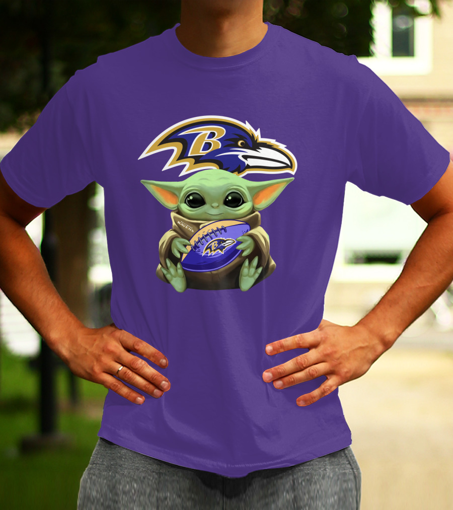 Babyyoda Star Wars Baltimore Ravens Football Crossover T-Shirt