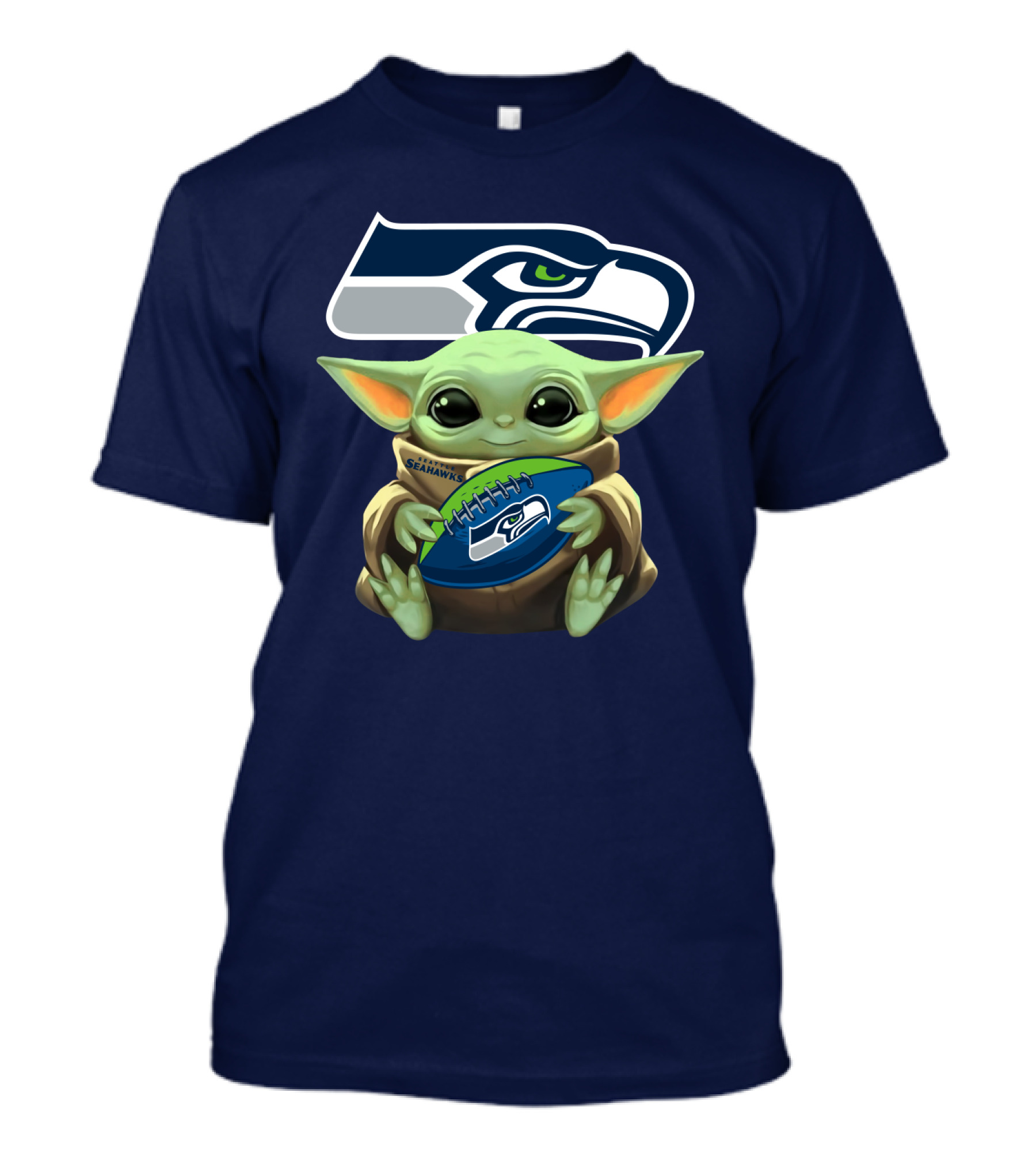 Baby Yoda Seahawks Football Fan T-Shirt