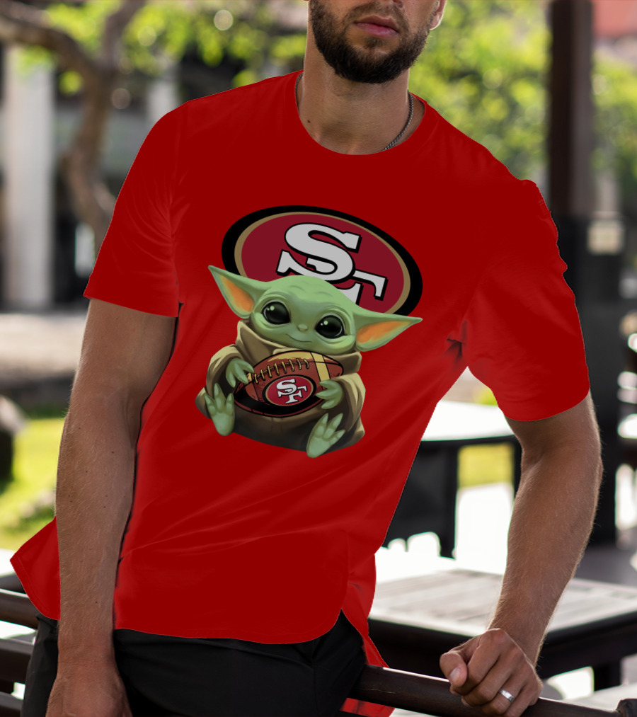 Baby Yoda Football 49ers Star Wars Crossover Fan T-Shirt