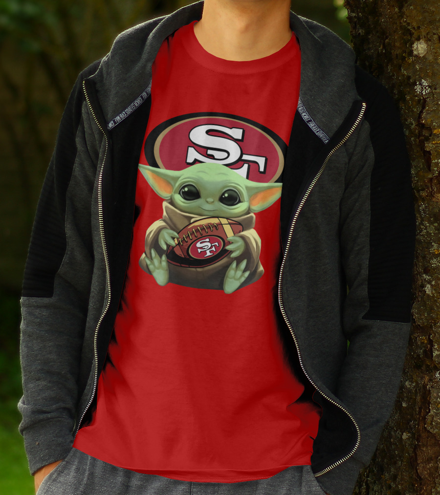 Baby Yoda Football 49ers Star Wars Crossover Fan T-Shirt