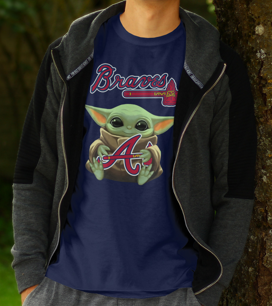 Braves BabyYoda Holding Atlanta Braves T-Shirt