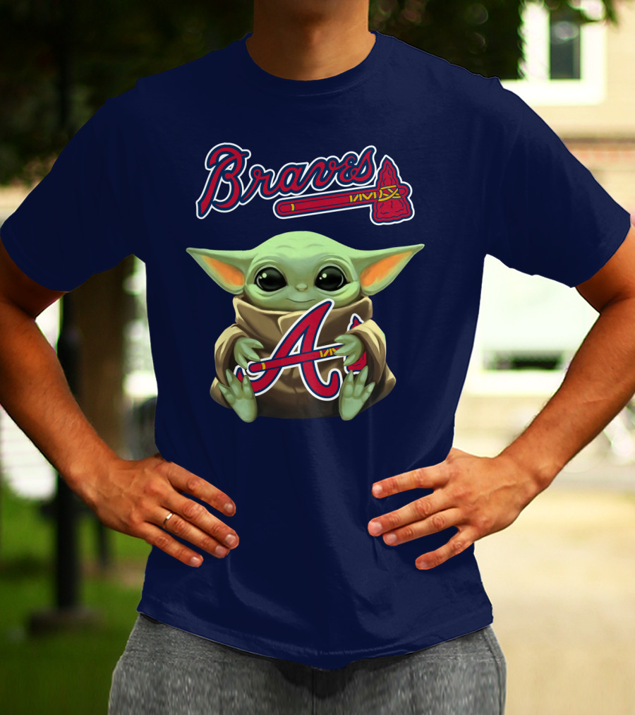 Braves BabyYoda Holding Atlanta Braves T-Shirt