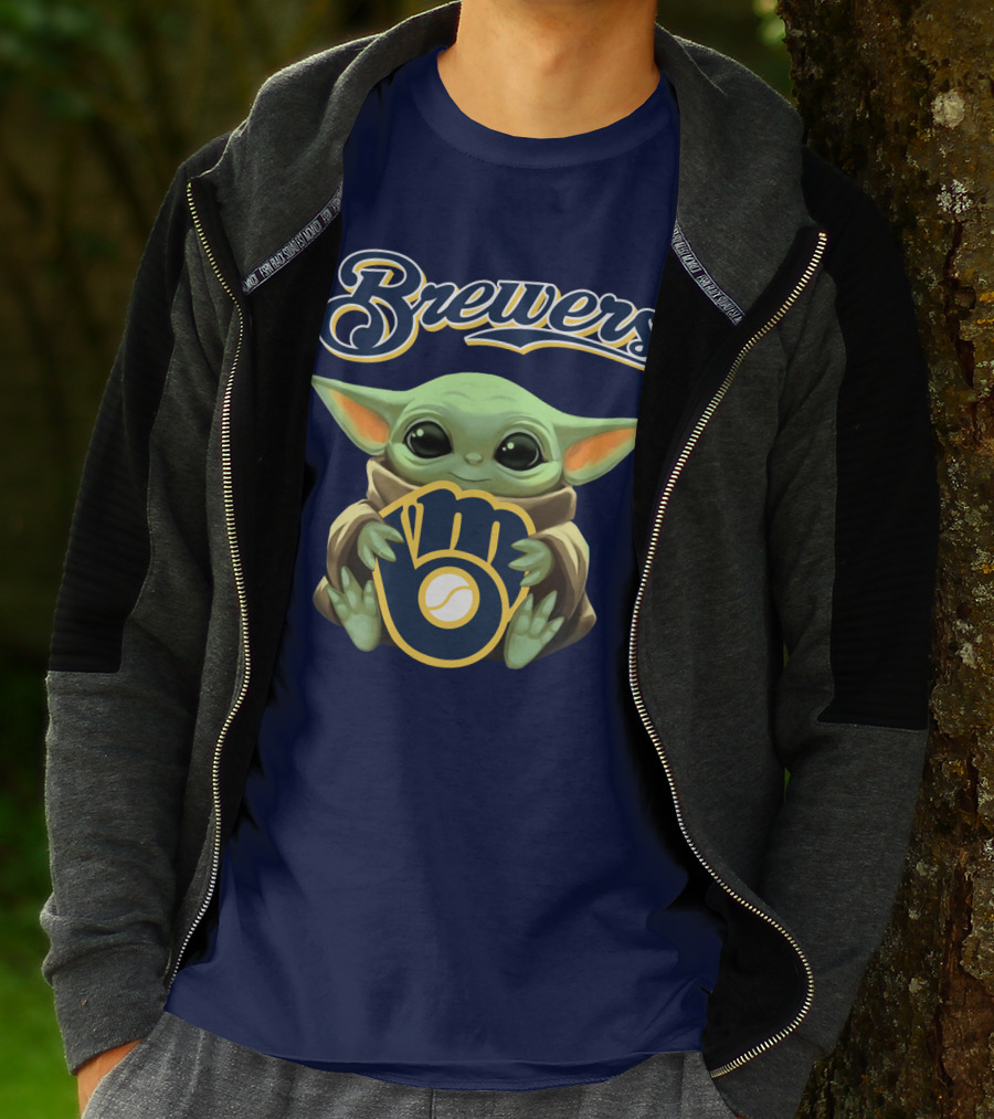 Brewers Baby Yoda Holding Milwaukee T-Shirt