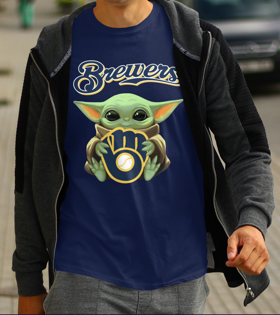 Brewers Baby Yoda Holding Milwaukee T-Shirt