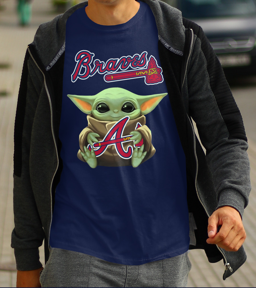 Braves Baby Yoda Holding Baseball Team T-Shirt