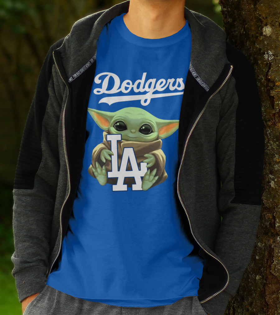 Dodgers Baby Yoda Holding La Team T-Shirt