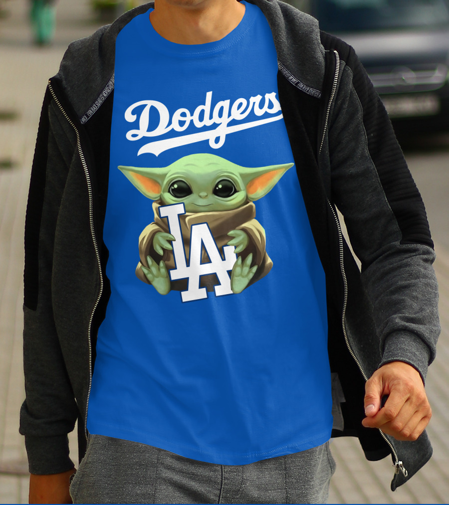 Dodgers Baby Yoda Holding La Team T-Shirt