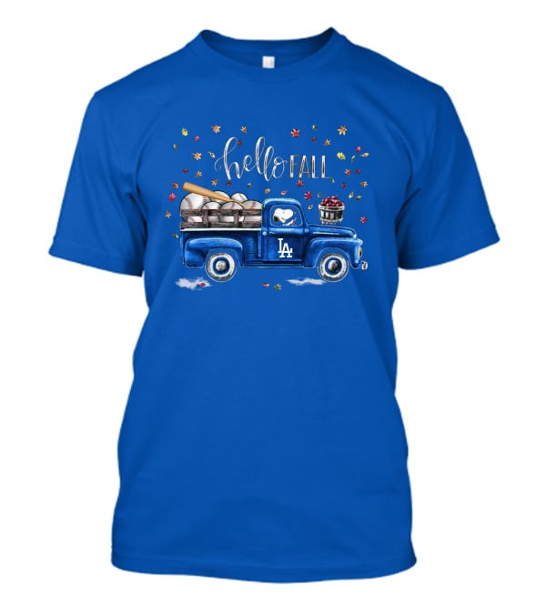 Hello Fall La Truck With Baseballs And Leaves T-Shirt