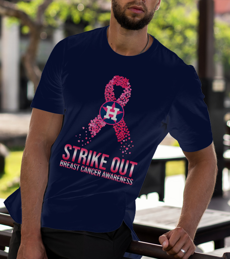 Strike Out Breast Cancer Awareness H Logo Pink Ribbon T-Shirt