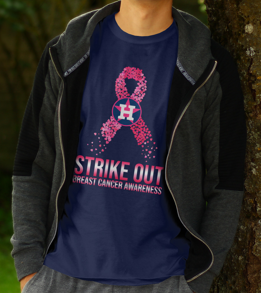 Strike Out Breast Cancer Awareness H Logo Pink Ribbon T-Shirt