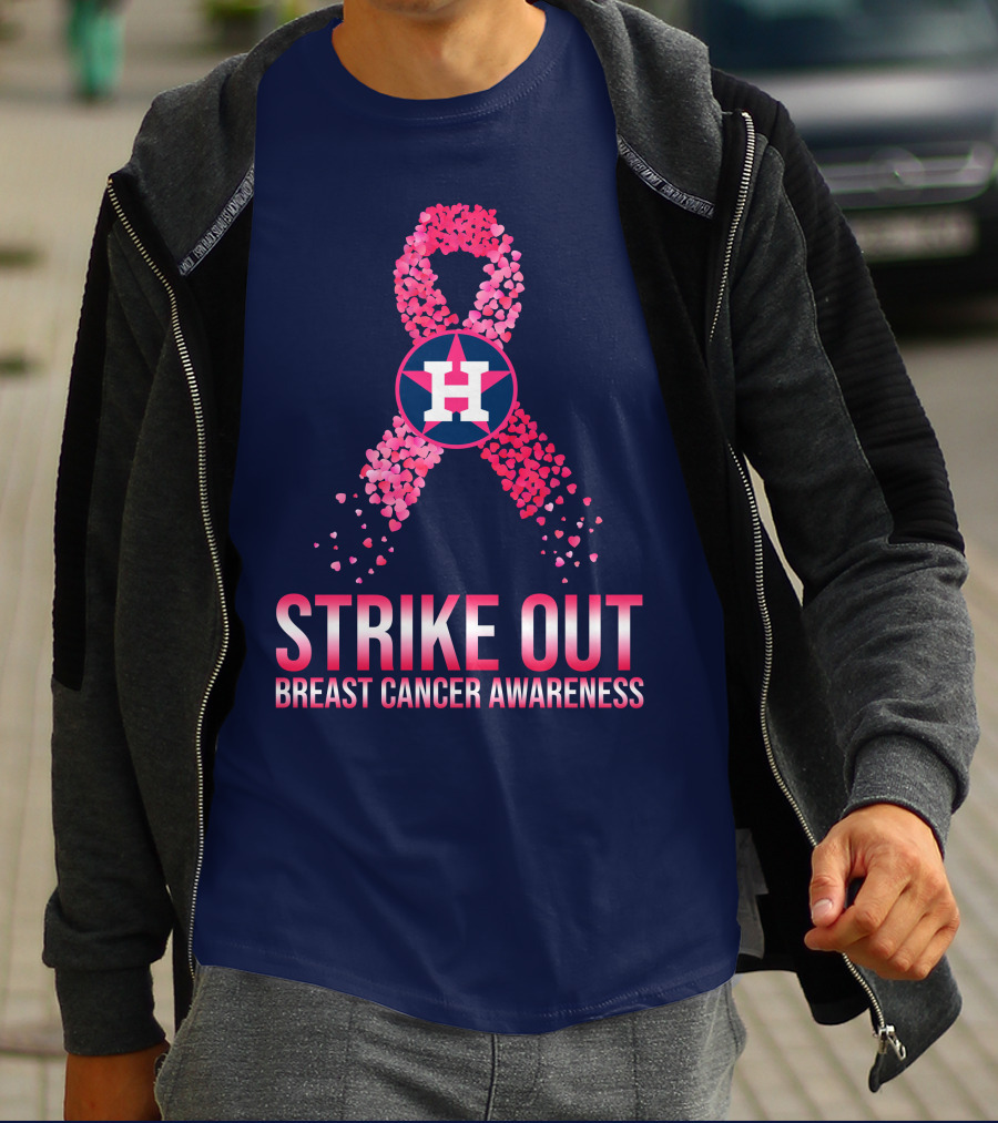 Strike Out Breast Cancer Awareness H Logo Pink Ribbon T-Shirt