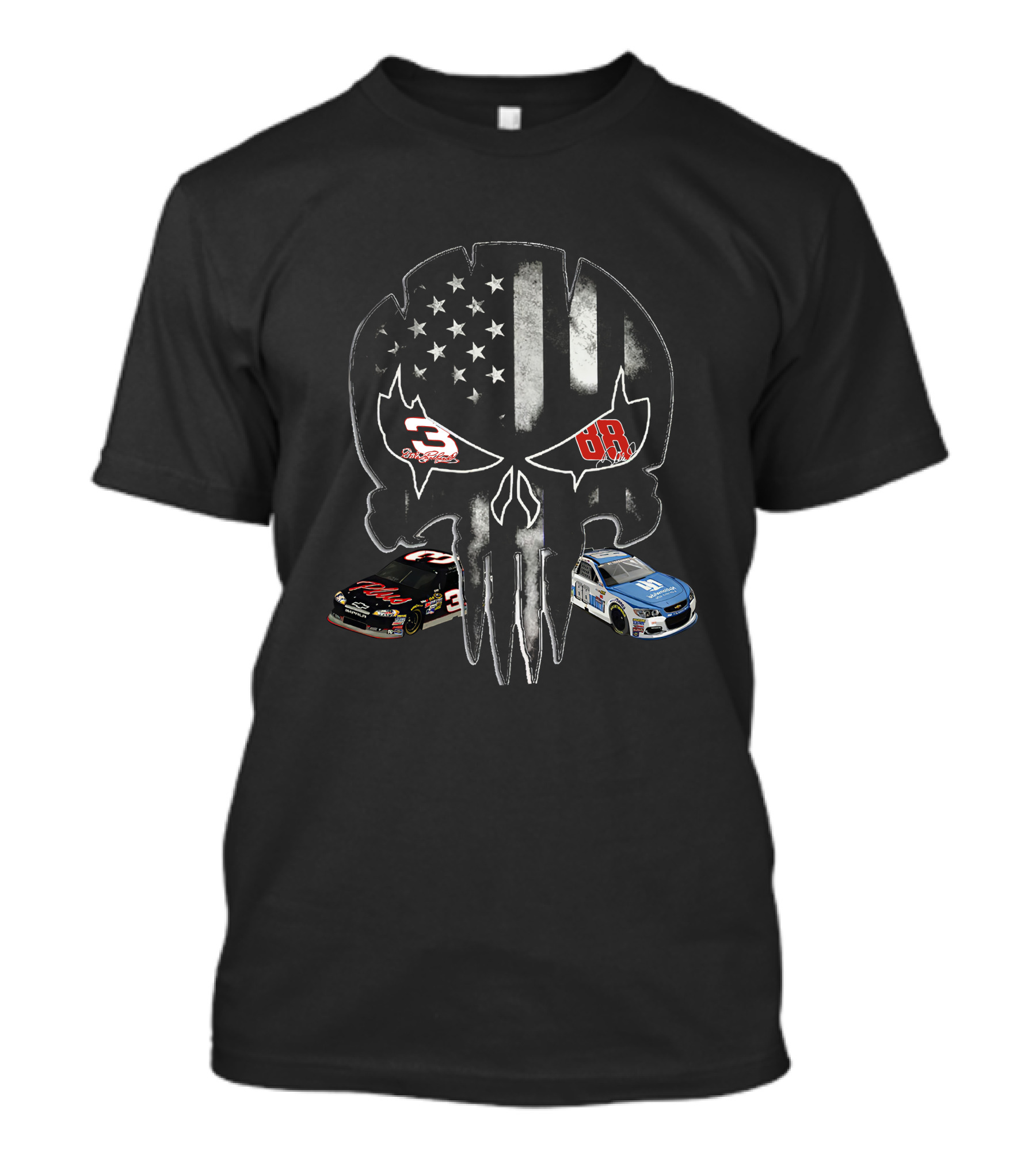 Dale Earnhardt Jr. NASCAR 3 And 88 Skull American Flag Special Edition T-Shirt