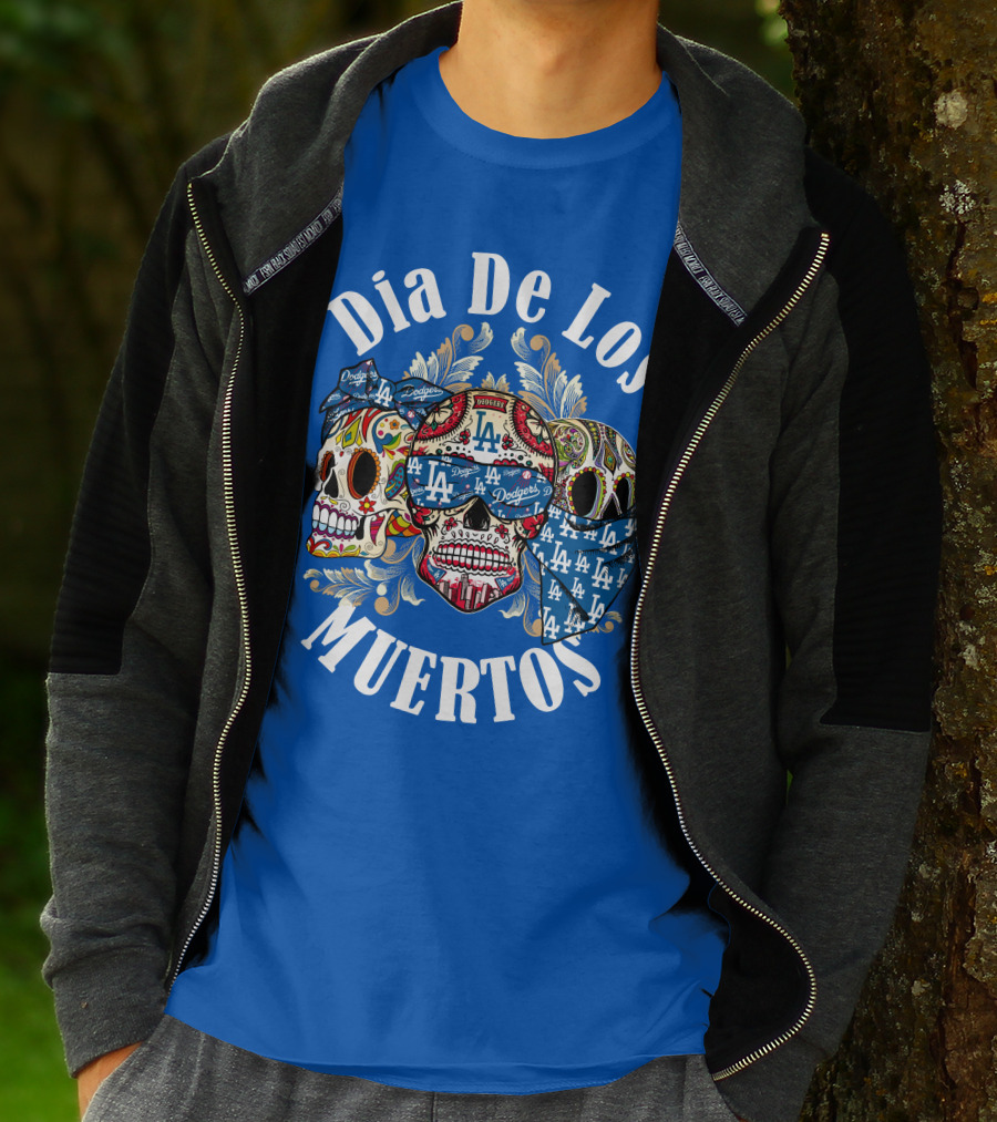 Dia De Los Muertos Dodgers La Skulls T-Shirt