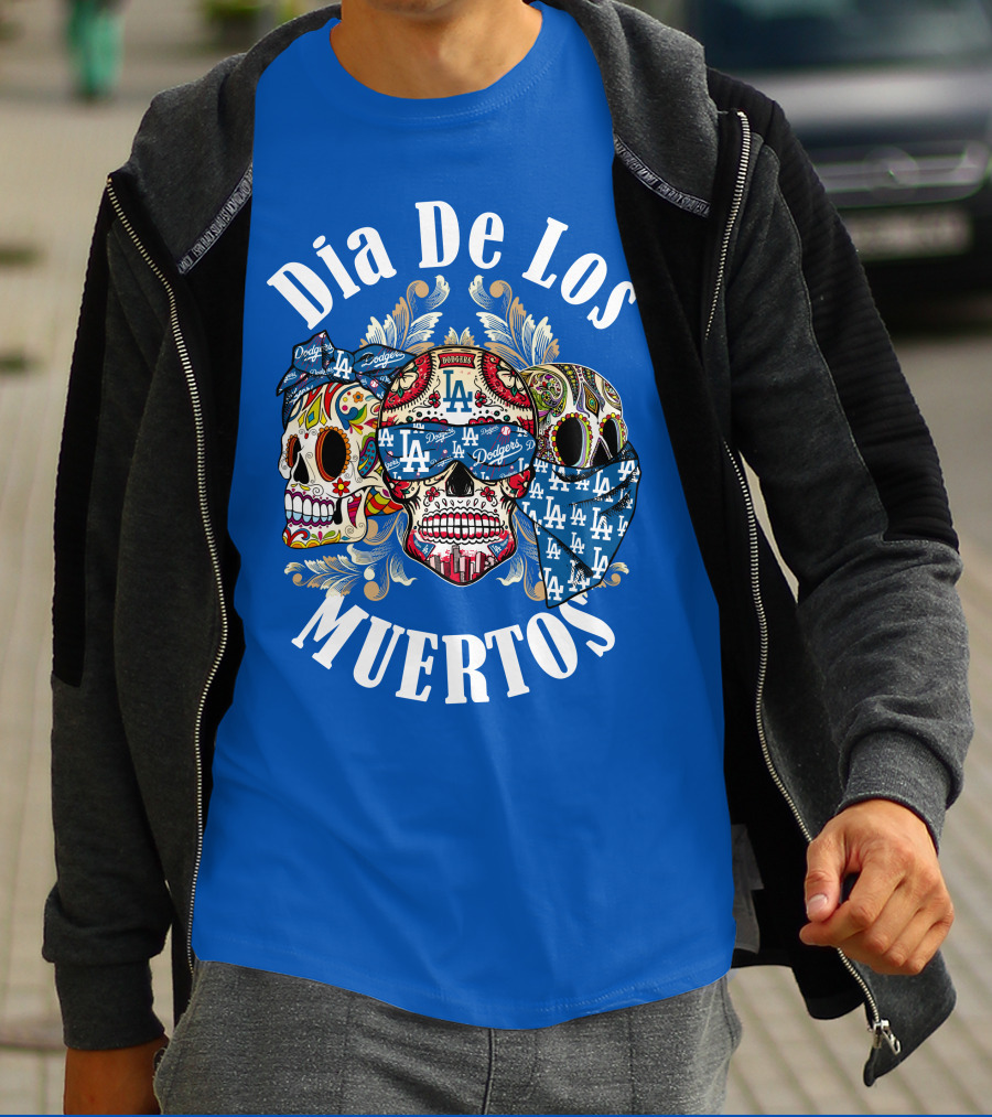 Dia De Los Muertos Dodgers La Skulls T-Shirt