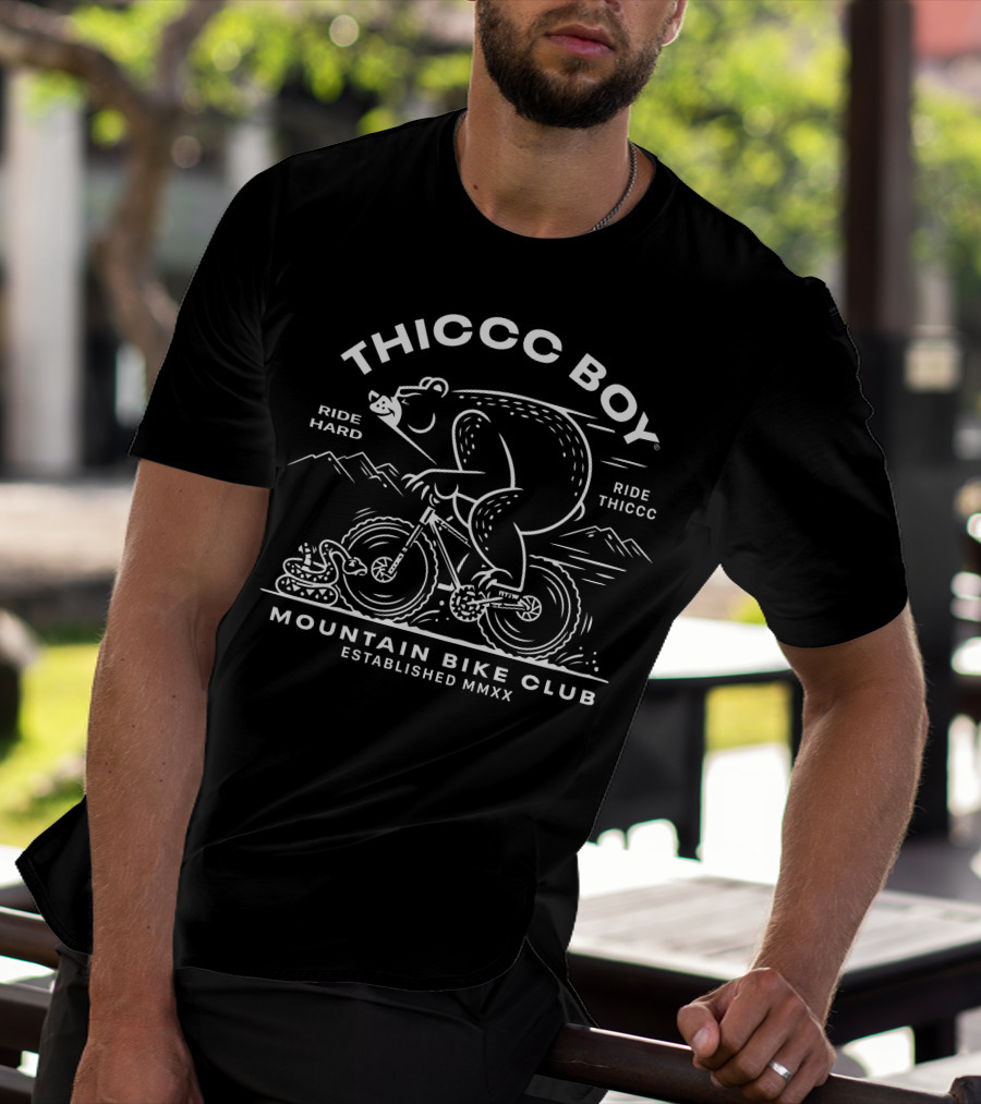 THICCC BOY Mountain Bike Club Ride Hard Ride Thiccc Established MMXX T-Shirt