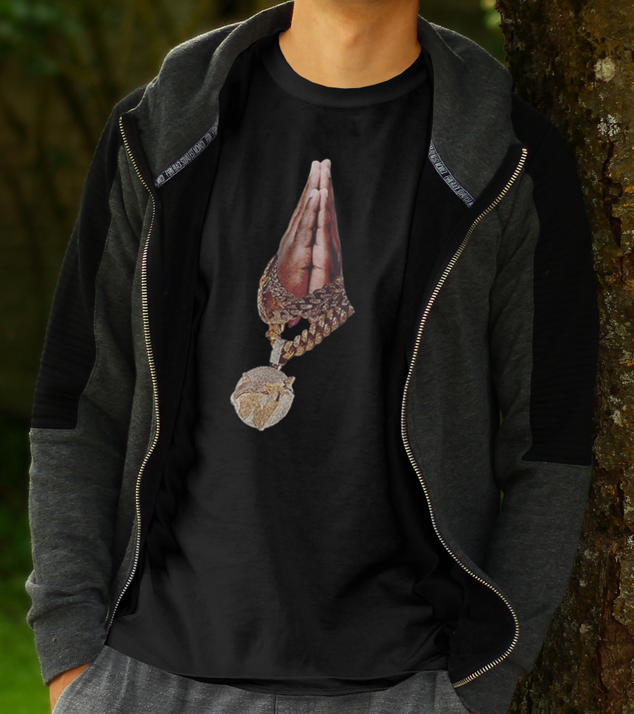 Pop Smoke Praying Hands Vlone Chain Pendant Merch T-Shirt