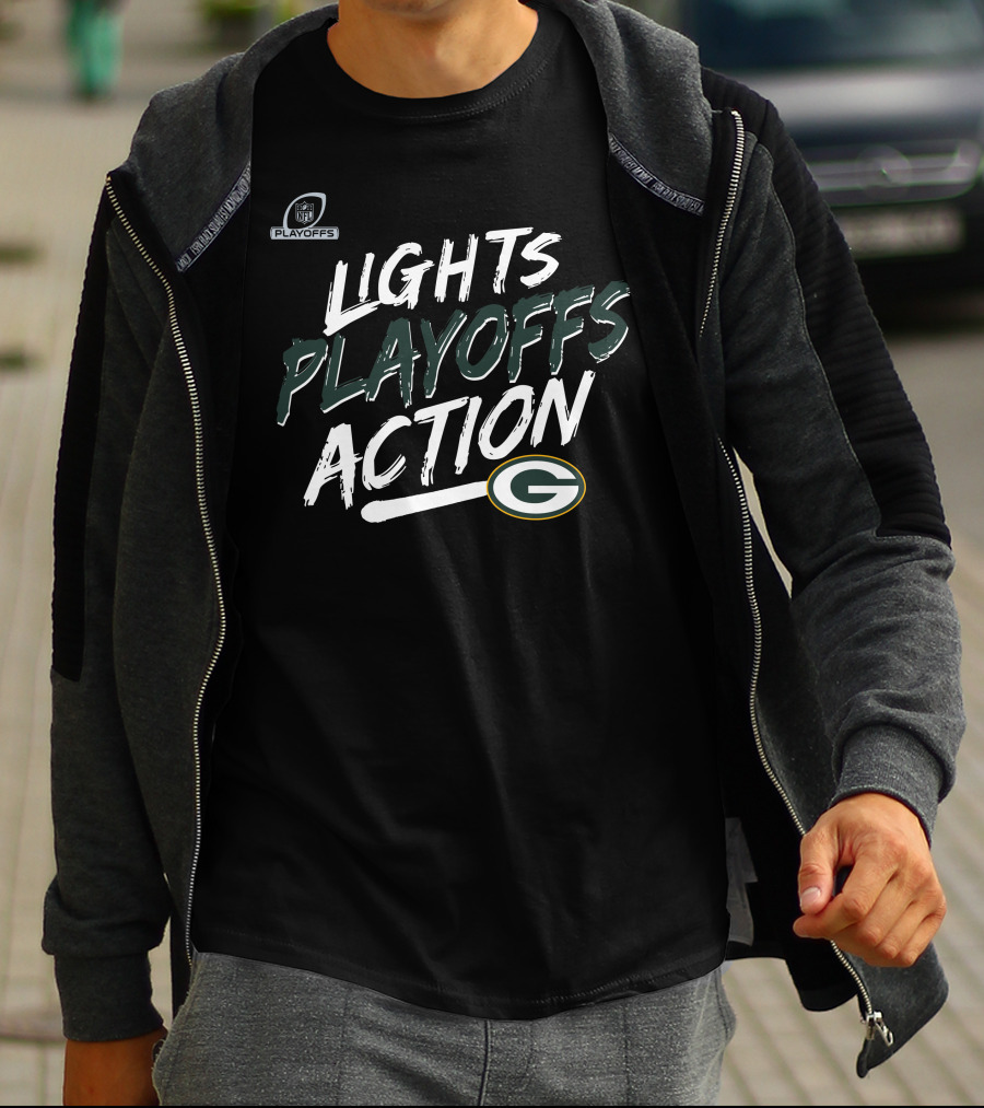 NFL Playoffs Lights Action Green Bay Packers T-Shirt