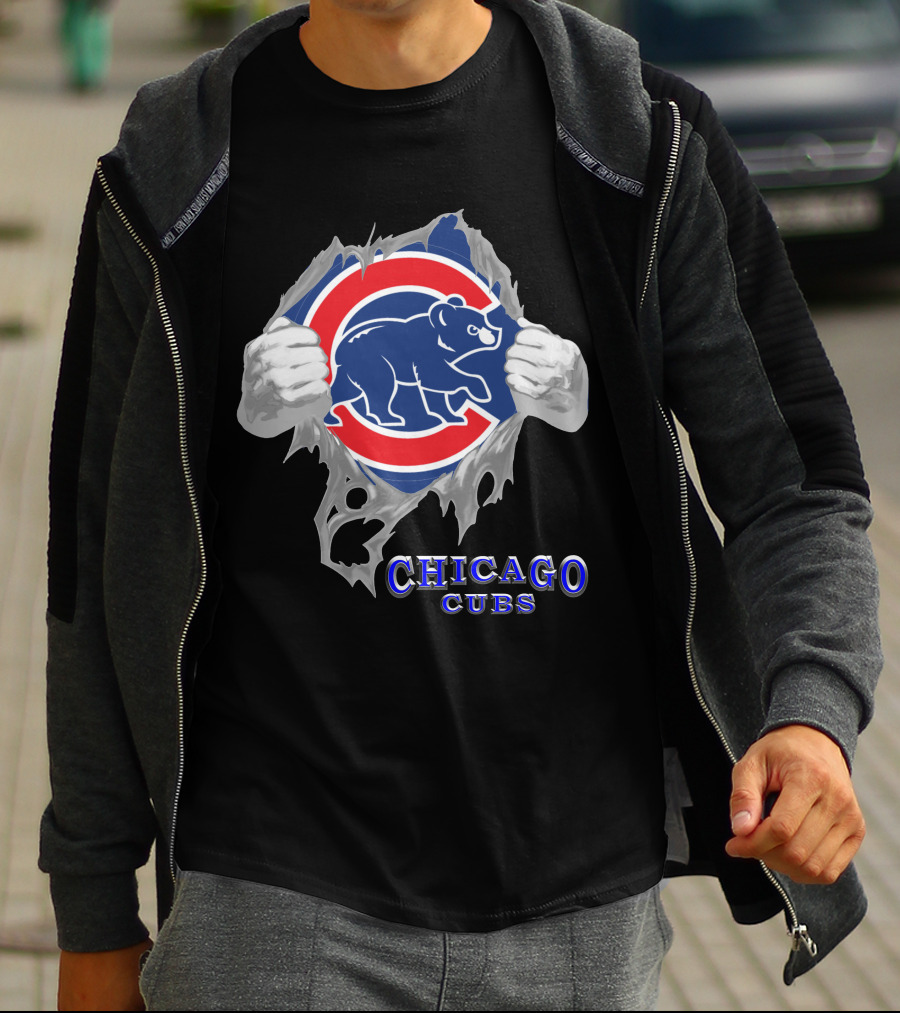 Chicago Cubs Logo Burst With Bear And Hands T-Shirt
