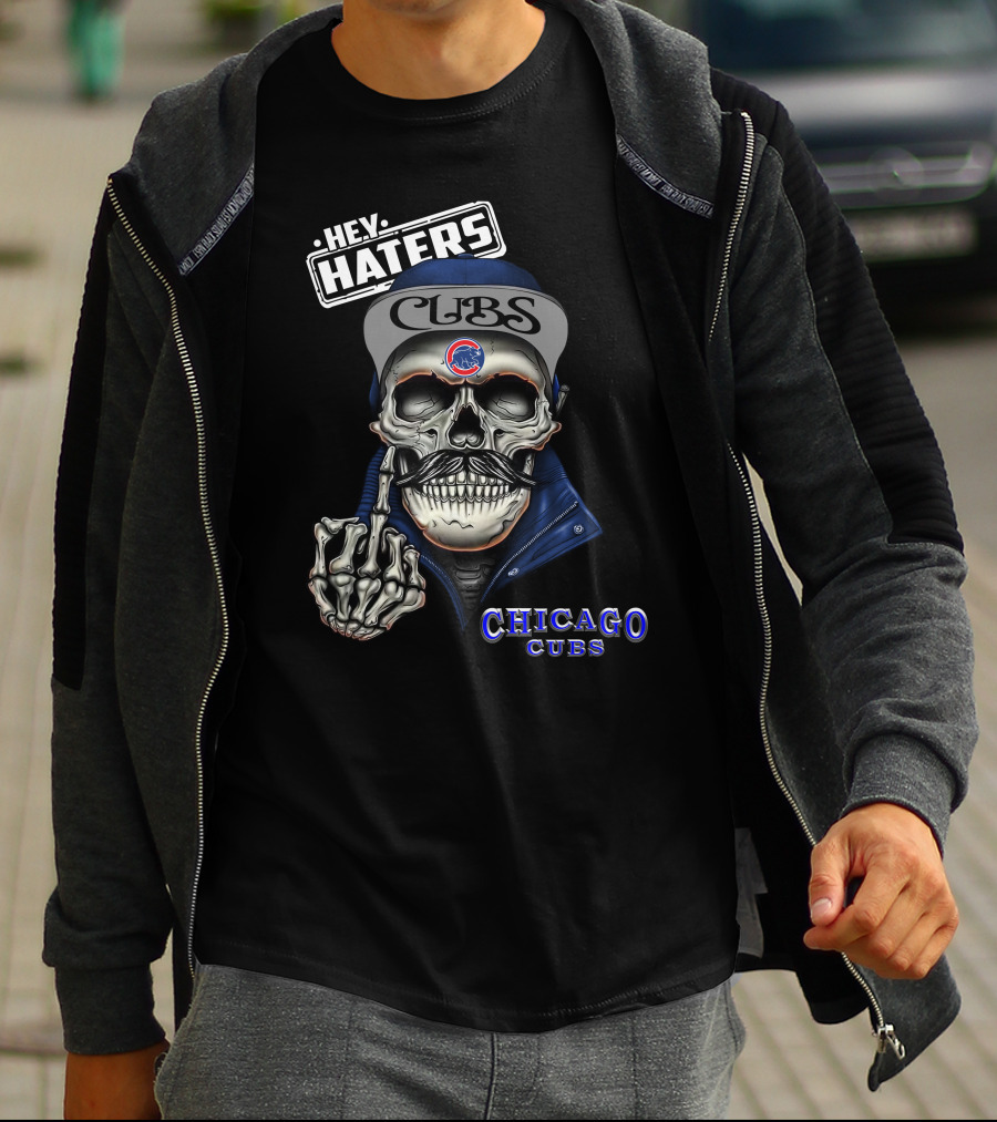 Chicago Cubs Hey Haters Skull Gesture T-Shirt