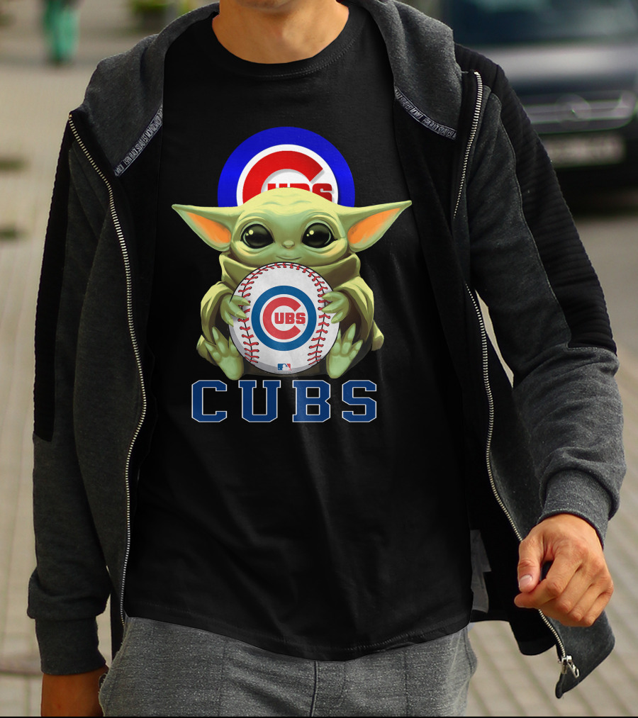 Cubs Baseball Star Wars Yoda Holding Mlb T-Shirt