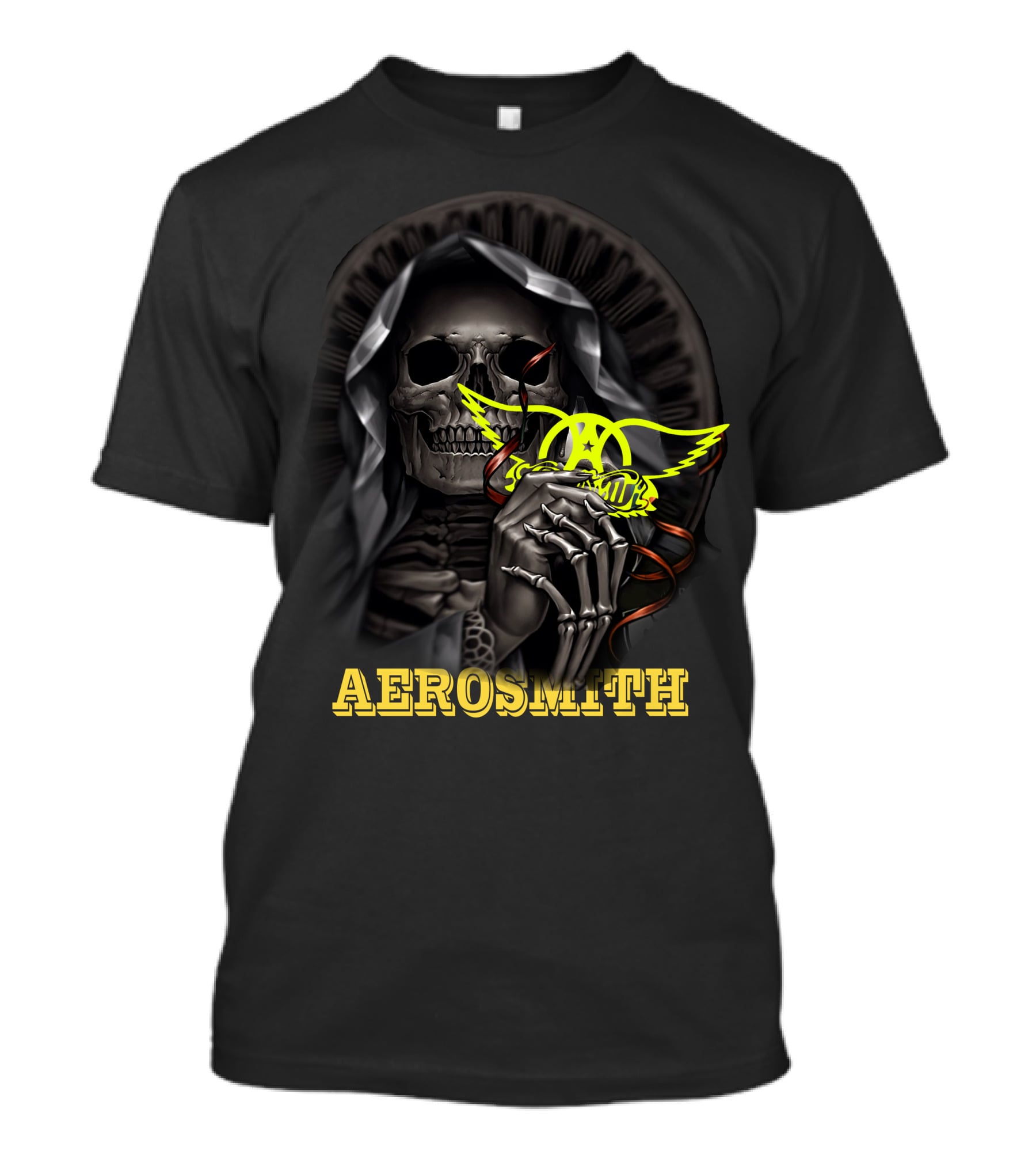 Aerosmith Grim Reaper Skull Holding T-Shirt