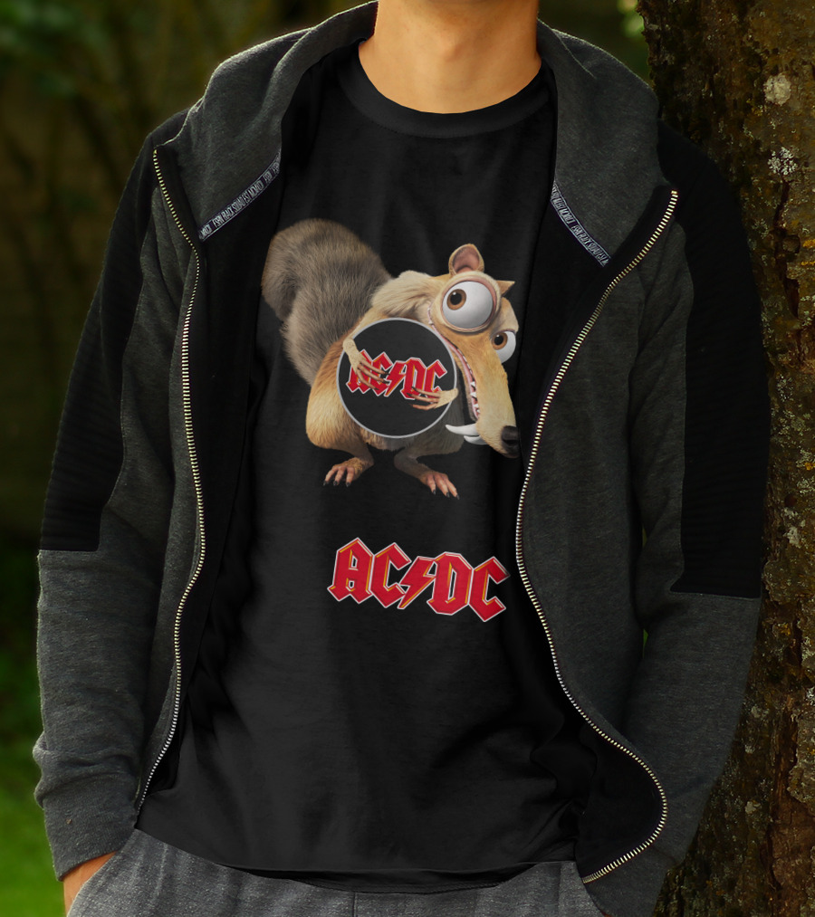 Ac/Dc 04 Ice Age Squirrel Holding T-Shirt