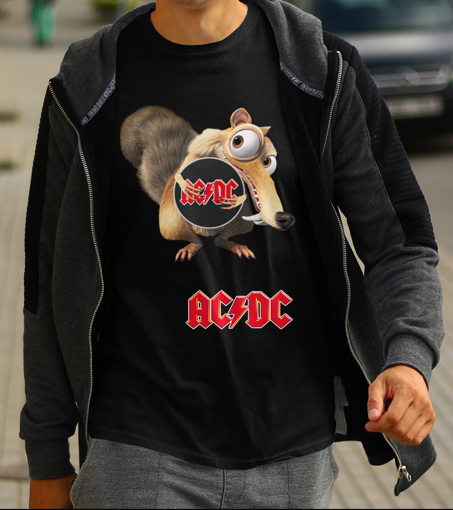 Ac/Dc 04 Ice Age Squirrel Holding T-Shirt