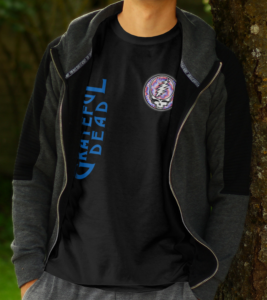 Grateful Dead Steal Your Face Skull With Lightning Bolt And Trippy Blue Letters T-Shirt