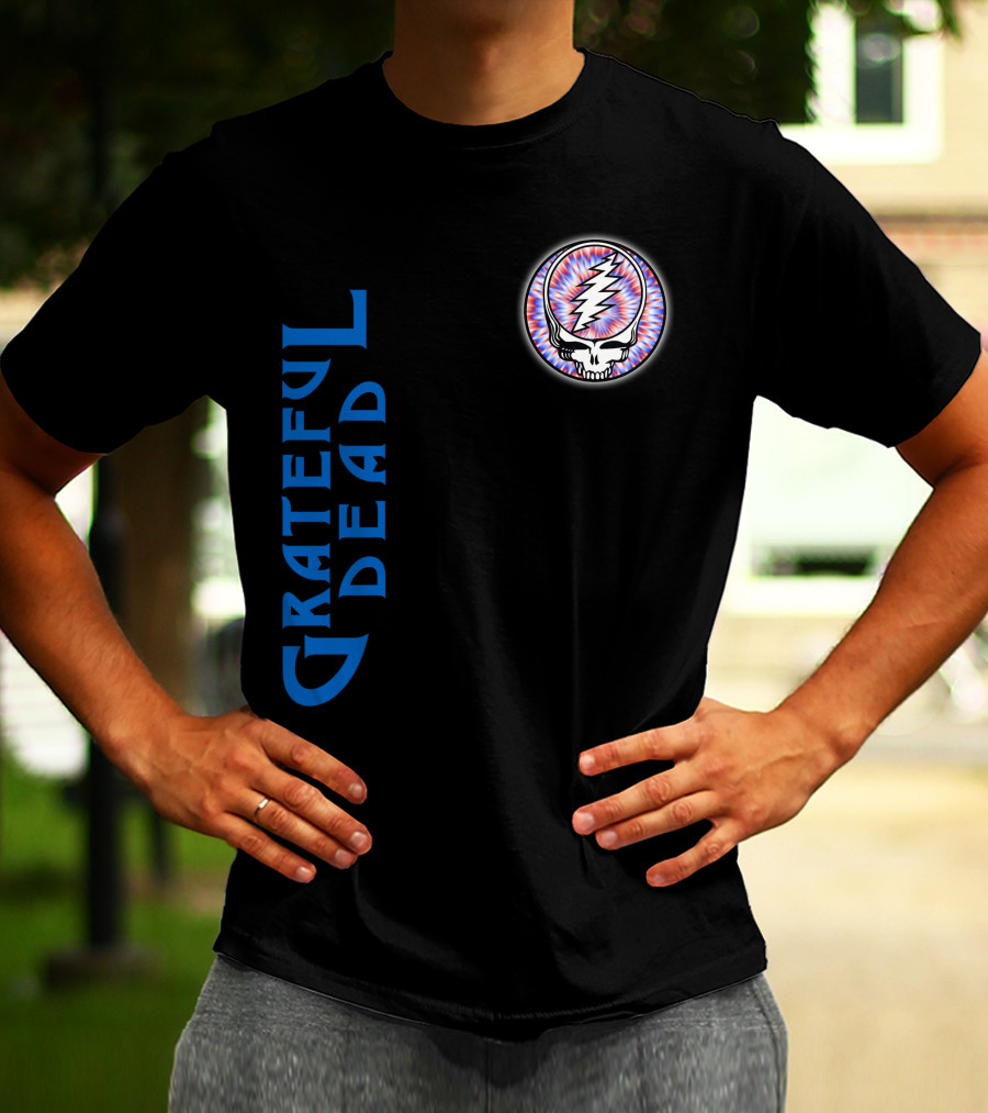 Grateful Dead Steal Your Face Skull With Lightning Bolt And Trippy Blue Letters T-Shirt
