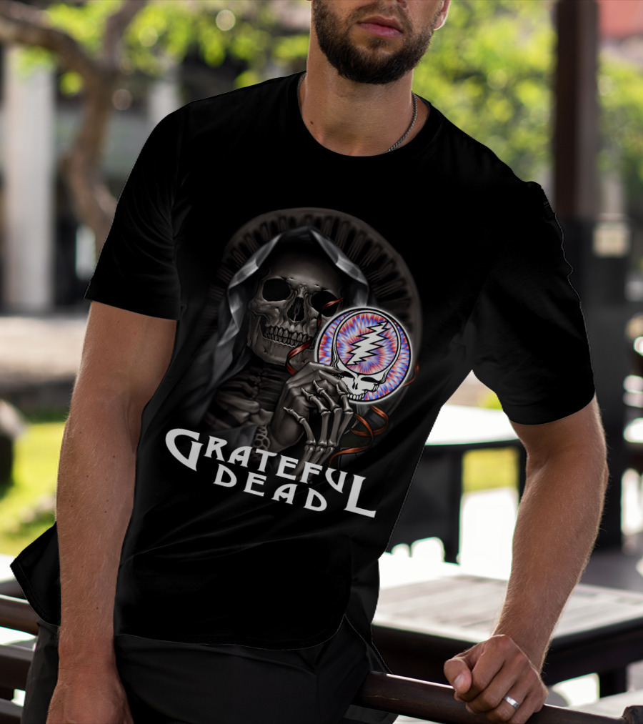 Grateful Dead Skeleton With Steal Your Face Symbol T-Shirt
