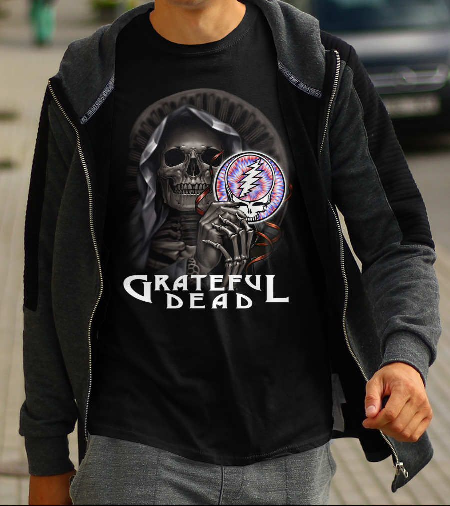 Grateful Dead Skeleton With Steal Your Face Symbol T-Shirt