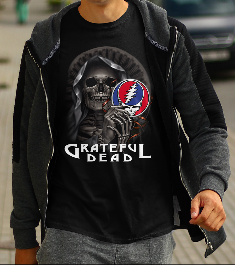 Grateful Dead Skeleton Holding Steal Your Face T-Shirt