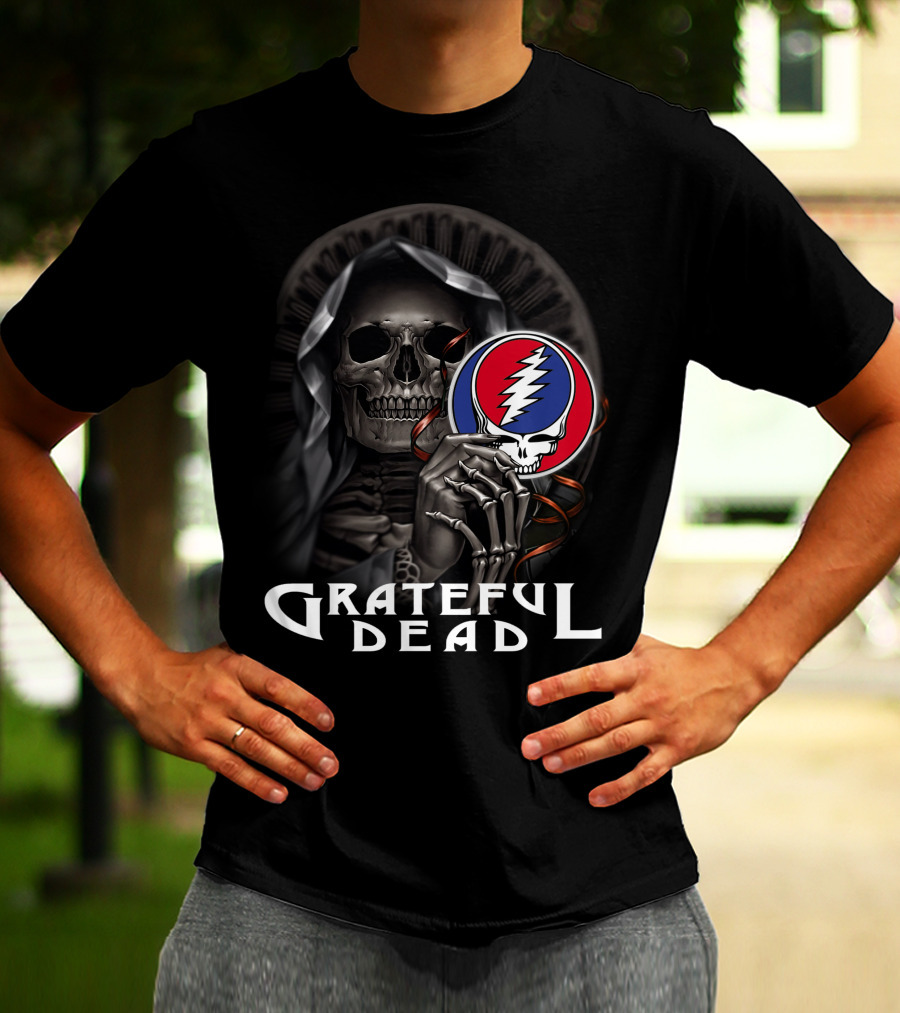 Grateful Dead Skeleton Holding Steal Your Face T-Shirt