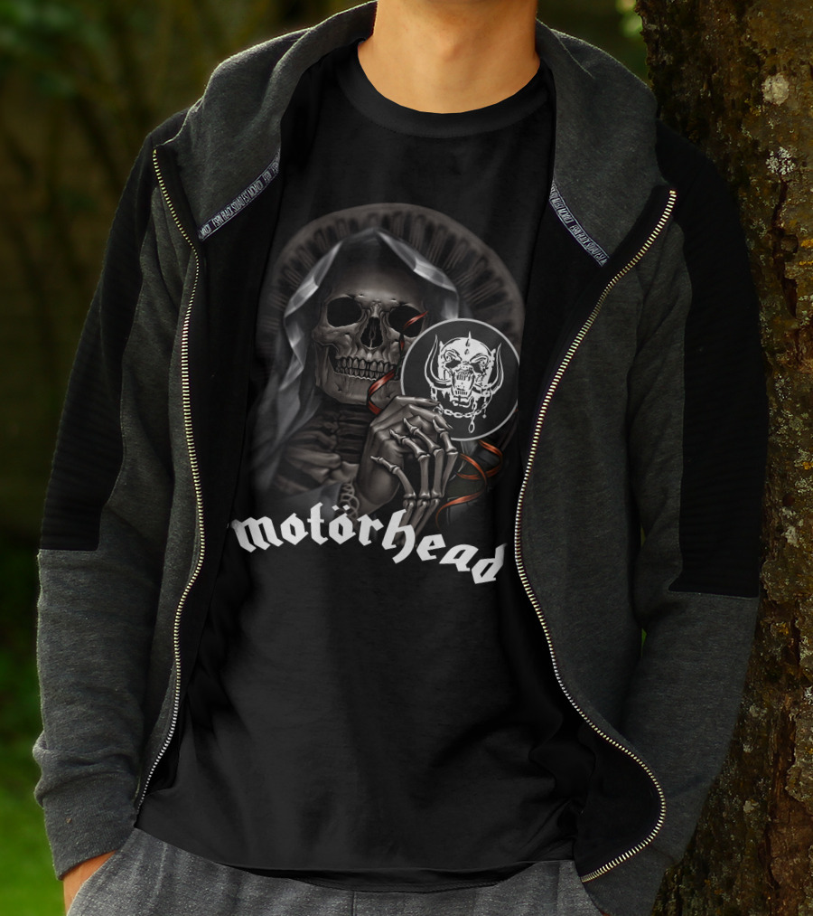 Motörhead Grim Reaper Skeleton Holding War Pig T-Shirt